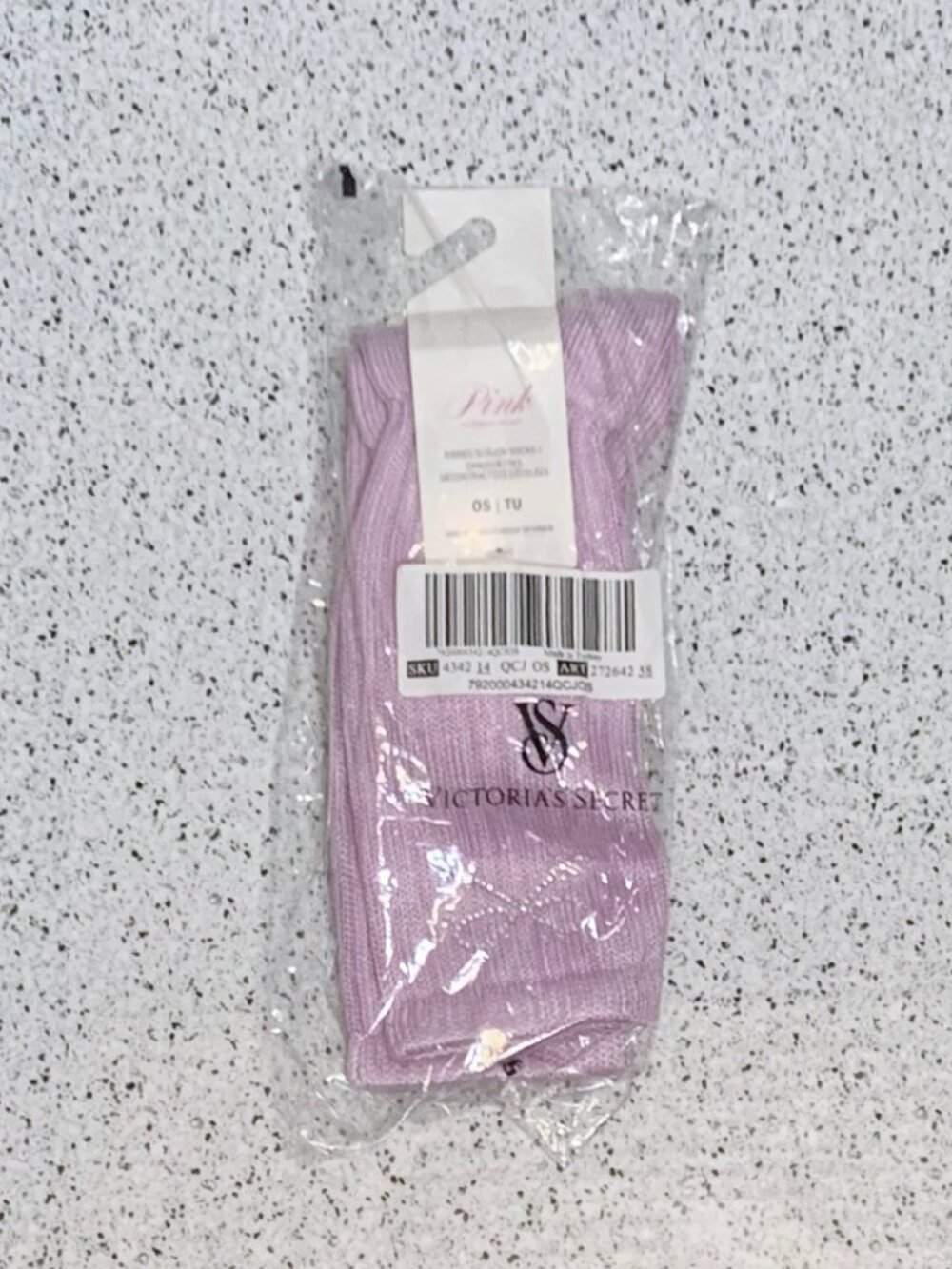 Victoria's Secret PINK Ribbed Slouch Socks Hushed Lilac Bling Bow Slouchy NWT